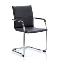 echo leather cantilever office visitor chair in black with arms