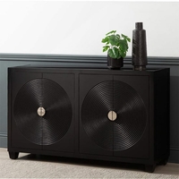 eliot mirror top sideboard 4 doors in black and silver handle