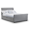 Emily Fabric King Size Bed In Light Grey linen With 2 Drawers