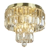 empire 4 light champagne crystal flush light in satin brass
