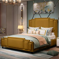 Enumclaw Plush Velvet Double Bed In Mustard