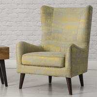 Erwan Fabric Sofa Chair In Yellow With Wooden Legs