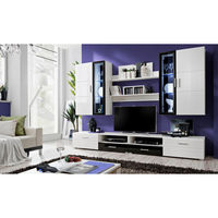 Everton Living Room Furniture Set In White With LED Lights