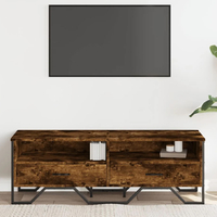 fallon wooden tv stand with 2 drawers in smoked oak