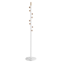 fano metal coat stand 8 solid wood hooks in white and natural