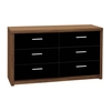 Fargo 6 Drawer Walnut Veneer Chest with Black High Gloss Front