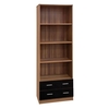 Fargo Walnut Veneer Bookcase With Black High Gloss Drawers Front