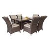 fetsa rectangular 150cm dining table with 6 armchairs in brown