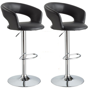 Fiona Bar Stools In Black Faux Leather in A Pair