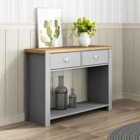 Fiona Console Table Rectangular In Grey And Oak With 2 Drawers