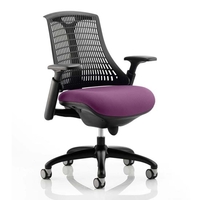 flex task black back office chair with tansy purple seat