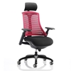 flex task headrest office chair in black frame with red back