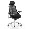 flex task headrest office chair in white frame with black back