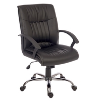 flinton executive office chair in black pu with chrome base