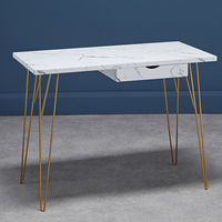 Flockton Wooden Laptop Desk And 1 Drawer In White Marble Effect