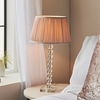 Freya Dusky Pink Silk Shade Table Lamp With Clear Glass Base
