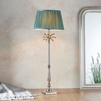 Freya Fir Shade Table Lamp With Polished Nickel Leaf Base