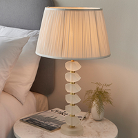 Freya White Silk Shade Table Lamp With Frosted Glass Base
