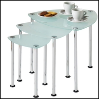 Frosted Glass Nesting Tables With Polished Chrome Legs