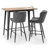 Gael Bar Table In Mocha Elm With 2 Lakia Grey Bar Stool