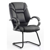 galloway leather cantilever visitor chair in black with arms