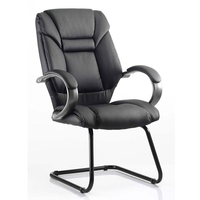 galloway leather cantilever visitor chair in black with arms
