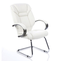 Galloway Leather Cantilever Visitor Chair In White With Arms