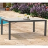 Garbara 180cm Glass Top Garden Dining Table In Dark Light