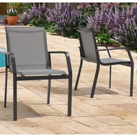 Garbara Grey Wicker Weave Garden Dining Chairs In A Pair