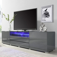 genie wide high gloss tv stand in grey with led lighting