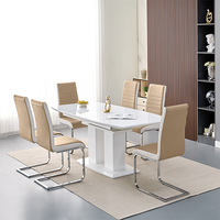 genisimo small gloss extending dining table 6 symphony taupe chairs