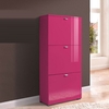 Glance Pink 3 Drawer High Gloss Shoe Cabinet
