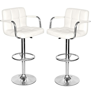 Glenn Bar Stools In White Faux Leather in A Pair