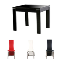 Gloss Square Black Dining Table And 4 Manhattan Dining Chairs