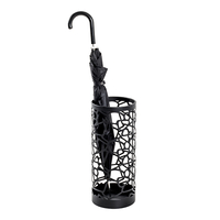 Gorda Round Metal Abstract Punching Umbrella Stand Black