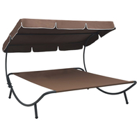 grace outdoor lounge bed with canopy in brown