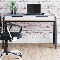 grimston wooden 2 drawers computer desk in grey and white