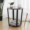 Gulf Round Wooden Side Table In Rustic Brown