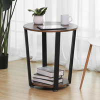 Gulf Round Wooden Side Table In Rustic Brown