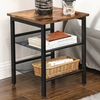 Gulf Wooden End Table In Rustic Brown With 2 Mesh Shelves