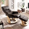 Gumala Recliner Leather Armchair In Brown With Footstool