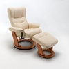 Gumala Recliner Leather Armchair In Cream With Footstool