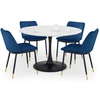 Halina Marble Dining Table With 4 Daiva Blue Chairs