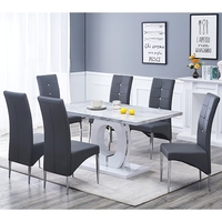 halo magnesia marble effect dining table 6 vesta grey chairs