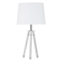 haloca white fabric shade table lamp with chrome tripod base