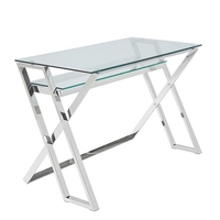 Halton Glass Computer Desk In Clear With Silver Base