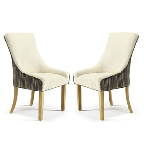 Hannah Dining Chair In Aubergine Pearl Fabric in A Pair