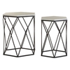 hannah hexagonal marble set of 2 side tables with black frame