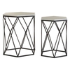 Hannah Hexagonal Marble Set Of 2 Side Tables With Black Frame