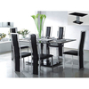 Holly Rectangle Dining Table In Black Glass With 6 Vo1 Chairs